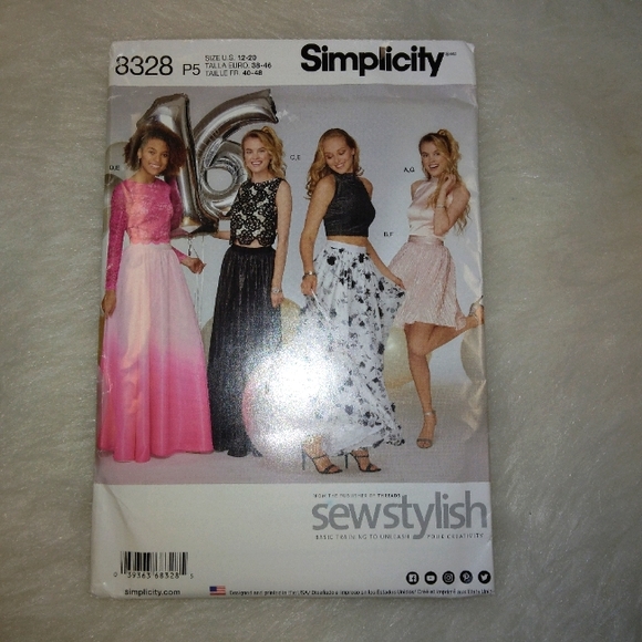 SIMPLICITY 8328 SZ 12-20 Misses special occasion tops and skirts in 2 lengths - Picture 1 of 5